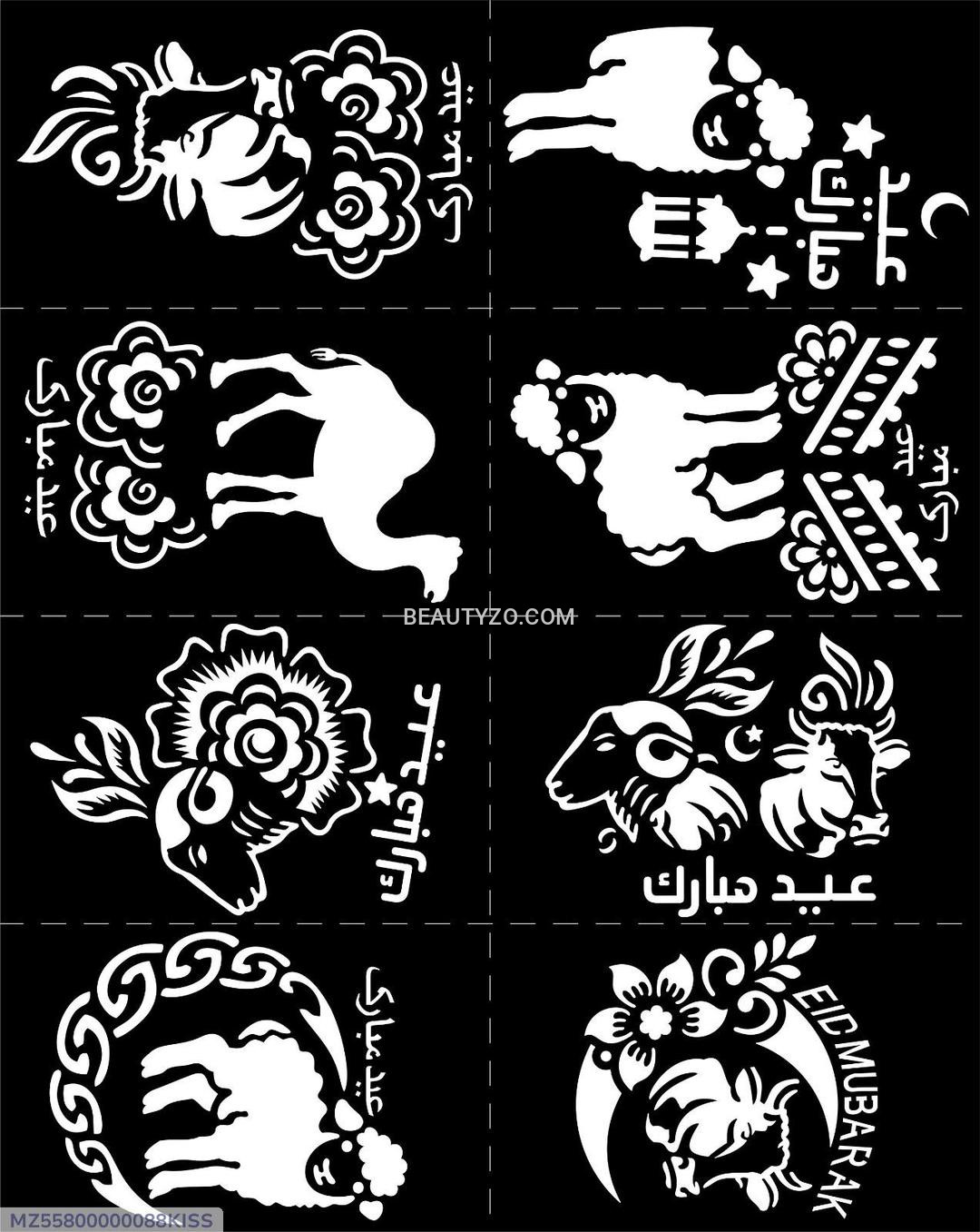Premium Bakra Eid Mehndi Art Stickers Pack of 3
