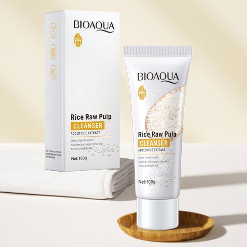 BIOAQUA Rice Raw Pulp Facial Cleanser Brightening & Moisturizing Face Wash 100g