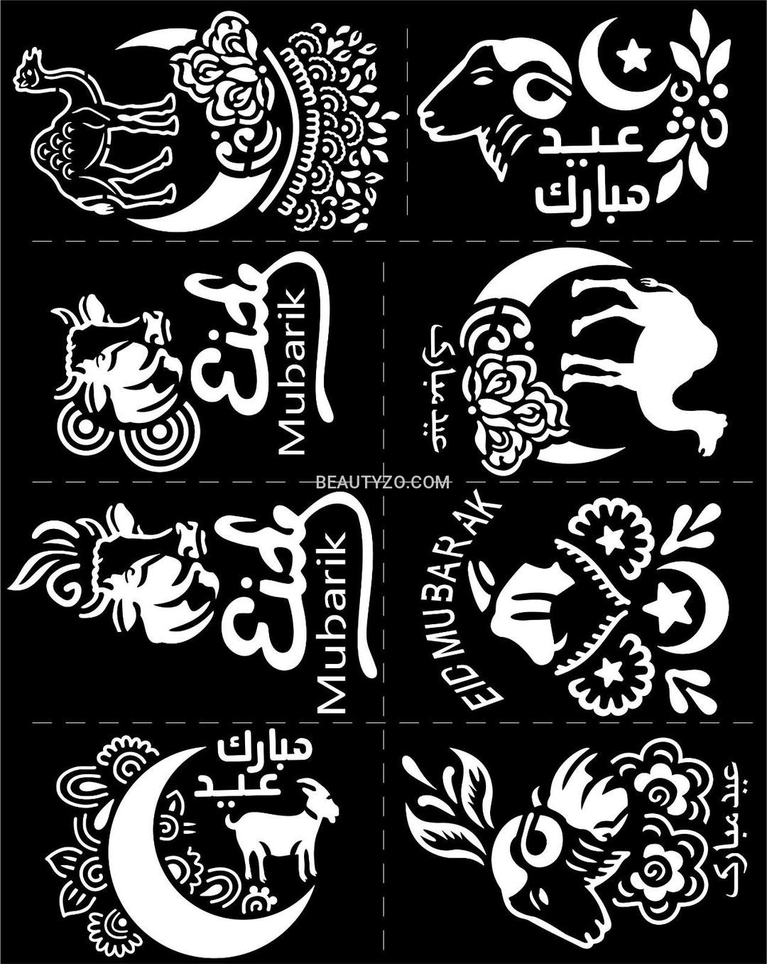 Premium Bakra Eid Mehndi Art Stickers Pack of 3